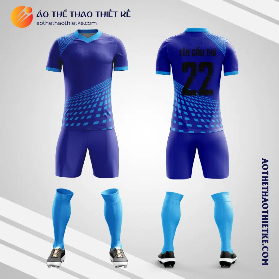 Mẫu đồng phục đội bóng sinh viên Trường Cao đẳng ASEAN màu xanh da trời V5544