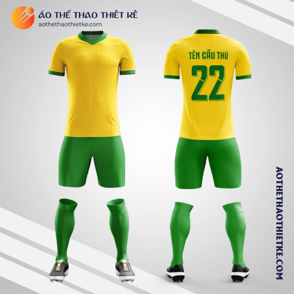 Mẫu quần áo bóng đá Đội tuyển Bóng đá Quốc gia Brasil màu vàng tự thiết kế V3055