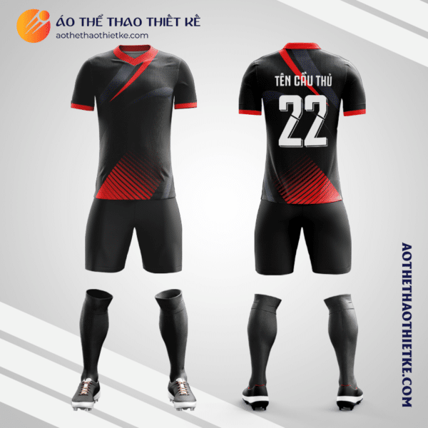 Mẫu quần áo bóng đá Sân Bóng Đá Linh Đông màu đen tự thiết kế V3081