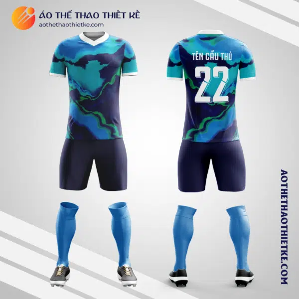 Mẫu quần áo đội bóng đá phủi Moon Land FC màu xanh ngọc V3137