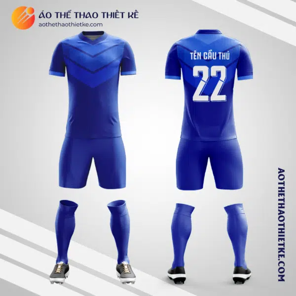 Mẫu đồng phục bóng đá học sinh Trường Tiểu học, THCS & THPT Quốc tế Á Châu TP Hồ Chí Minh màu xanh dương V6193
