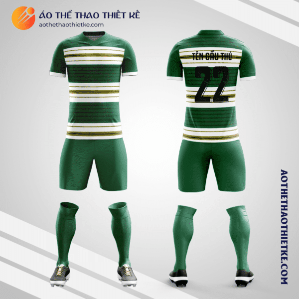 Mẫu đồng phục bóng đá học sinh Trường Tiểu học, THCS và THPT Hòa Bình TP Hồ Chí Minh màu xanh lá cây V6158