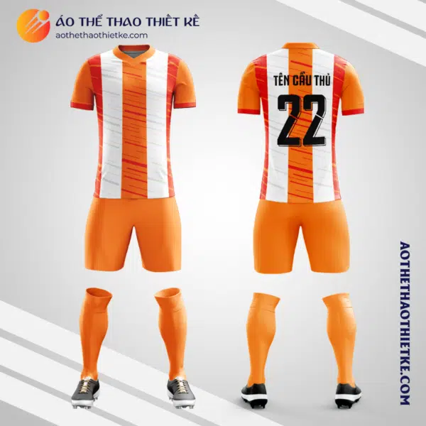 Mẫu đồng phục đá bóng học sinh Trường THCS & THPT Hồng Đức TP Hồ Chí Minh màu cam V6152