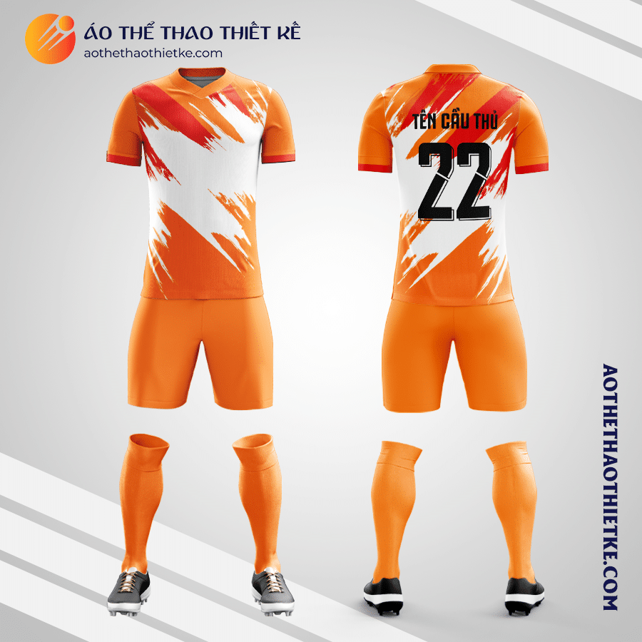 Mẫu đồng phục đá bóng học sinh Trường THPT Bình Chánh TP Hồ Chí Minh màu cam V6116