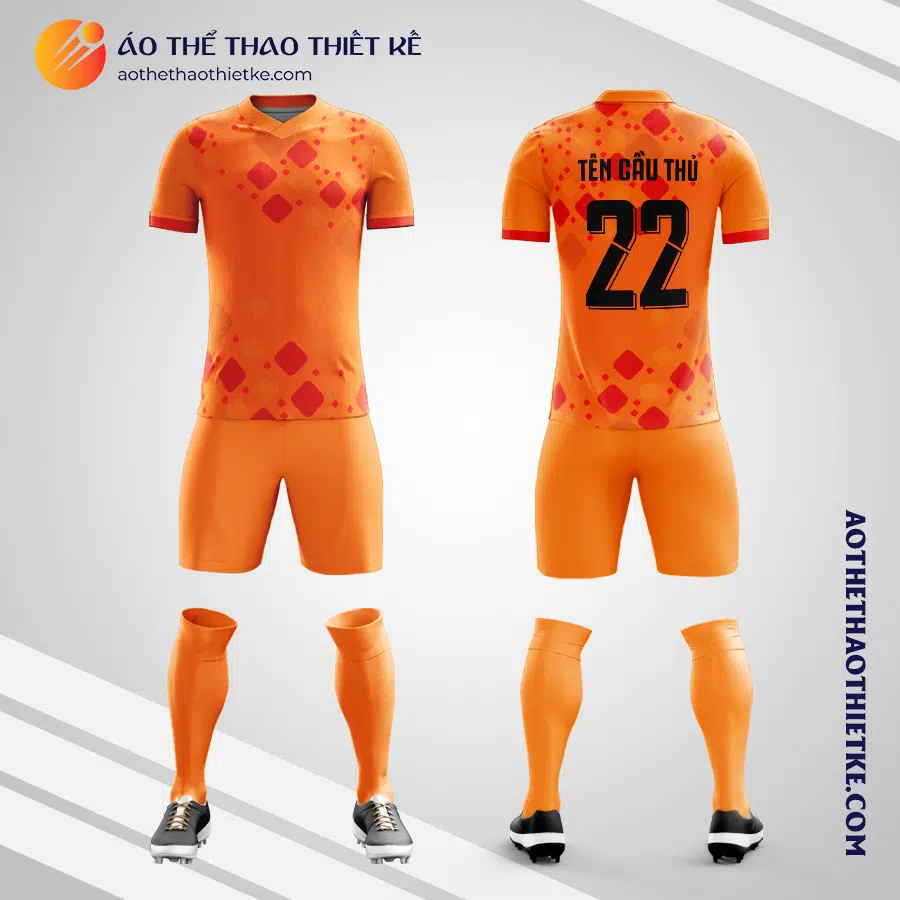 Mẫu đồng phục đội bóng học sinh Trường Quốc tế TP.HCM - Học viện Mỹ TP Hồ Chí Minh màu cam V6188