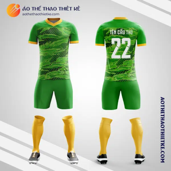 Mẫu quần áo đá banh Câu lạc bộ Bóng đá Vamos Mataram 2019 màu xanh lá tự thiết kế V3156