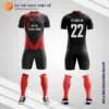Mẫu quần áo đội bóng đá phủi Gà Tre Hương Đồng FC Bảo An màu đỏ đen V3172
