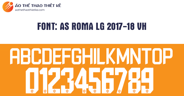 Font số áo bóng đá AS Roma LG 2017-18 VH
