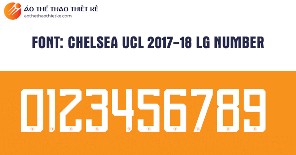 Font số áo bóng đá Chelsea UCL 2017-18 LG number