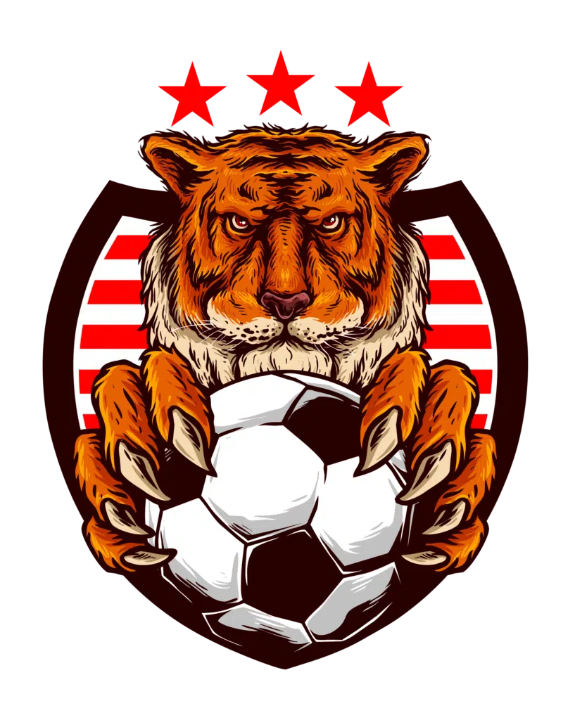 Mẫu logo áo bóng đá con Hổ tuổi Sửu màu cam đậm 2