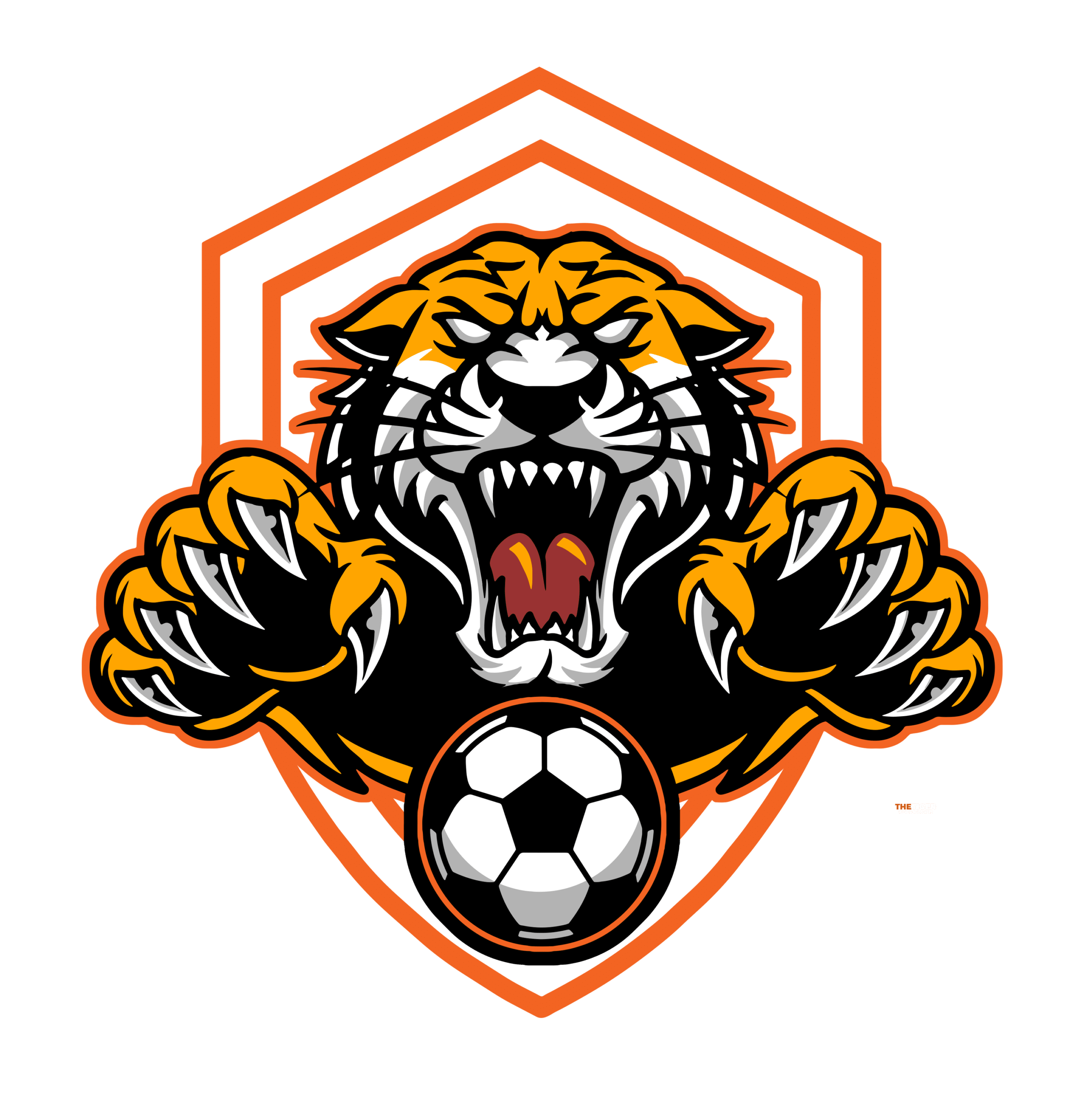 Mẫu logo áo bóng đá con Hổ tuổi Sửu màu cam đen