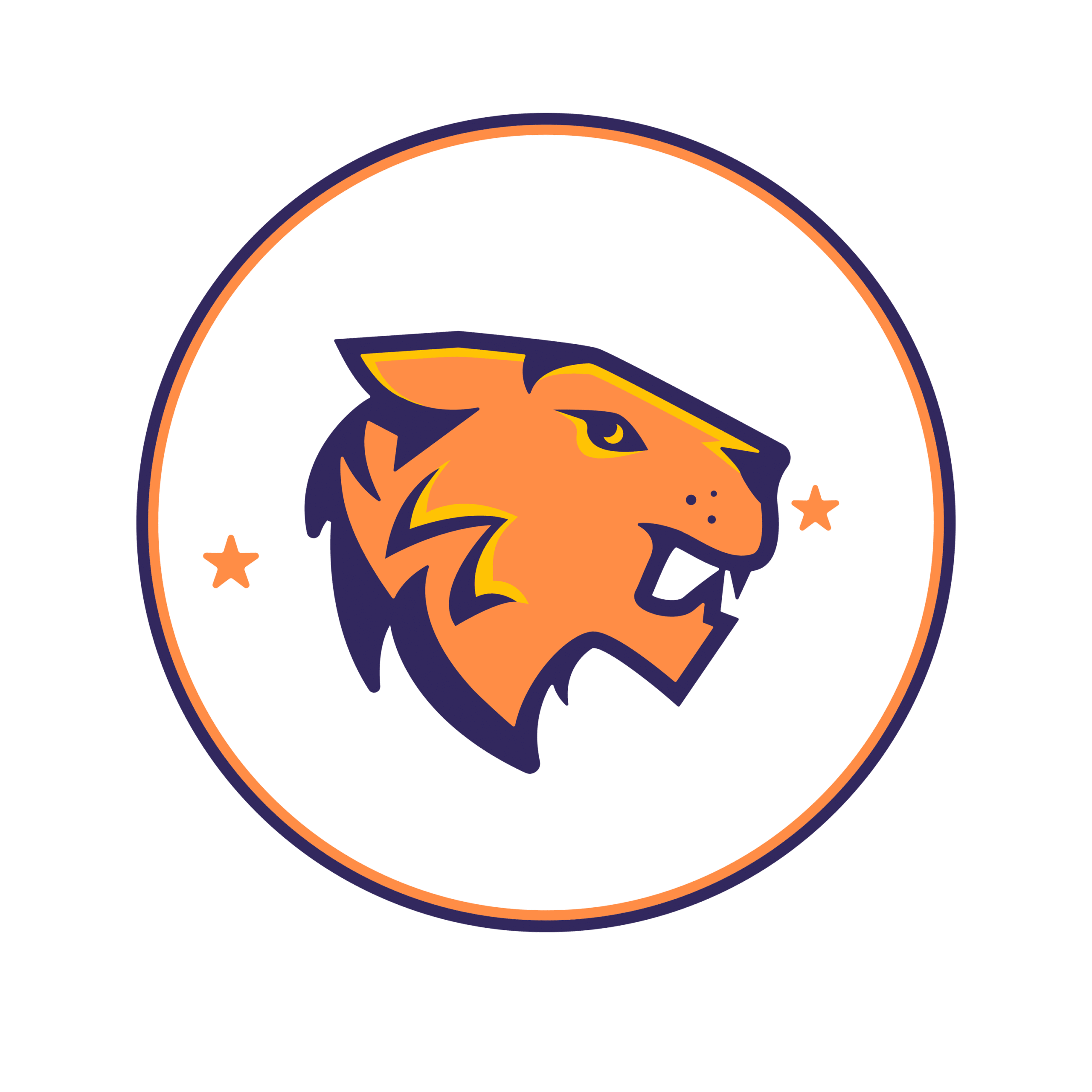 Mẫu logo áo bóng đá con Hổ tuổi Sửu màu tím cam