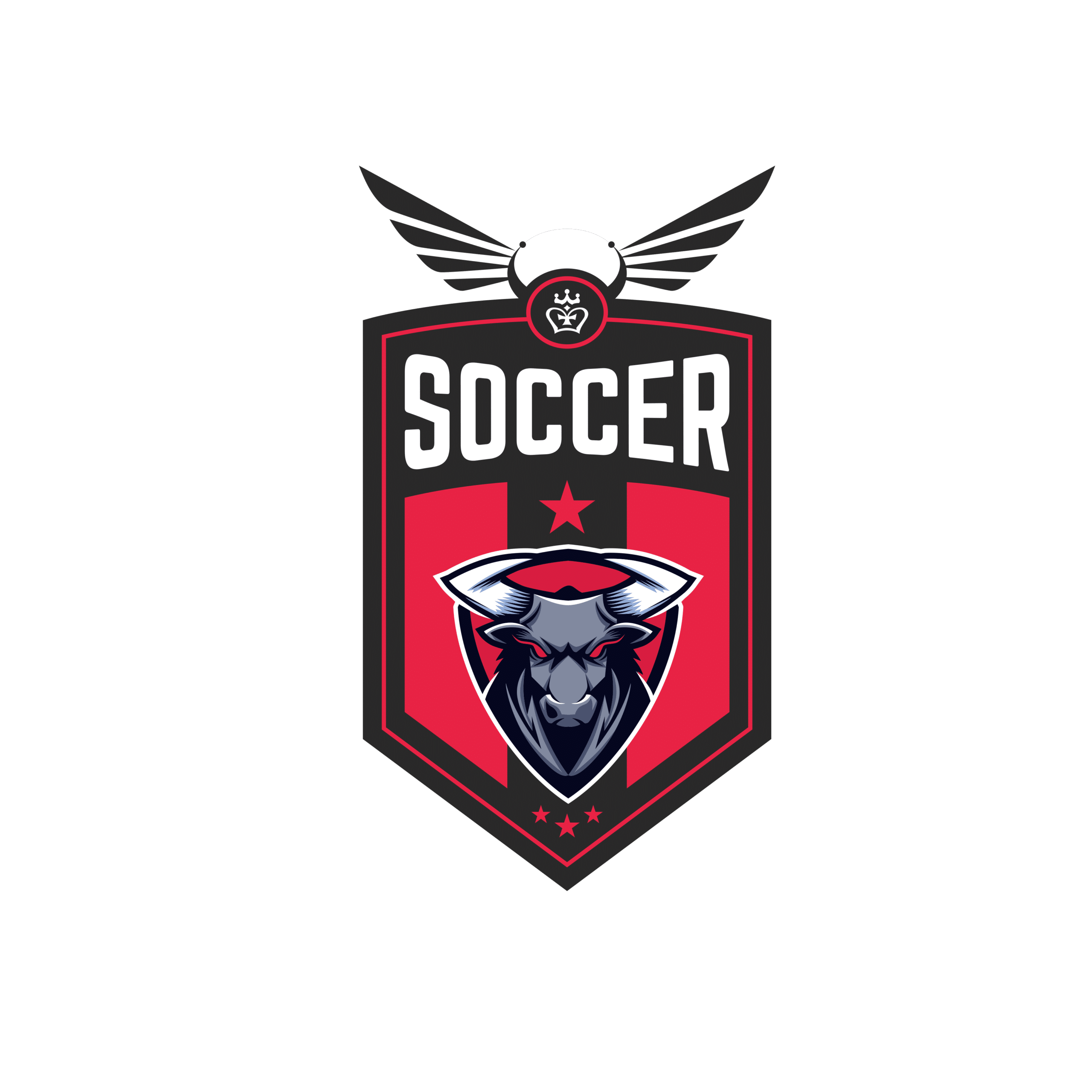 Mẫu logo áo bóng đá hình con trâu tuổi sửu màu đỏ đen