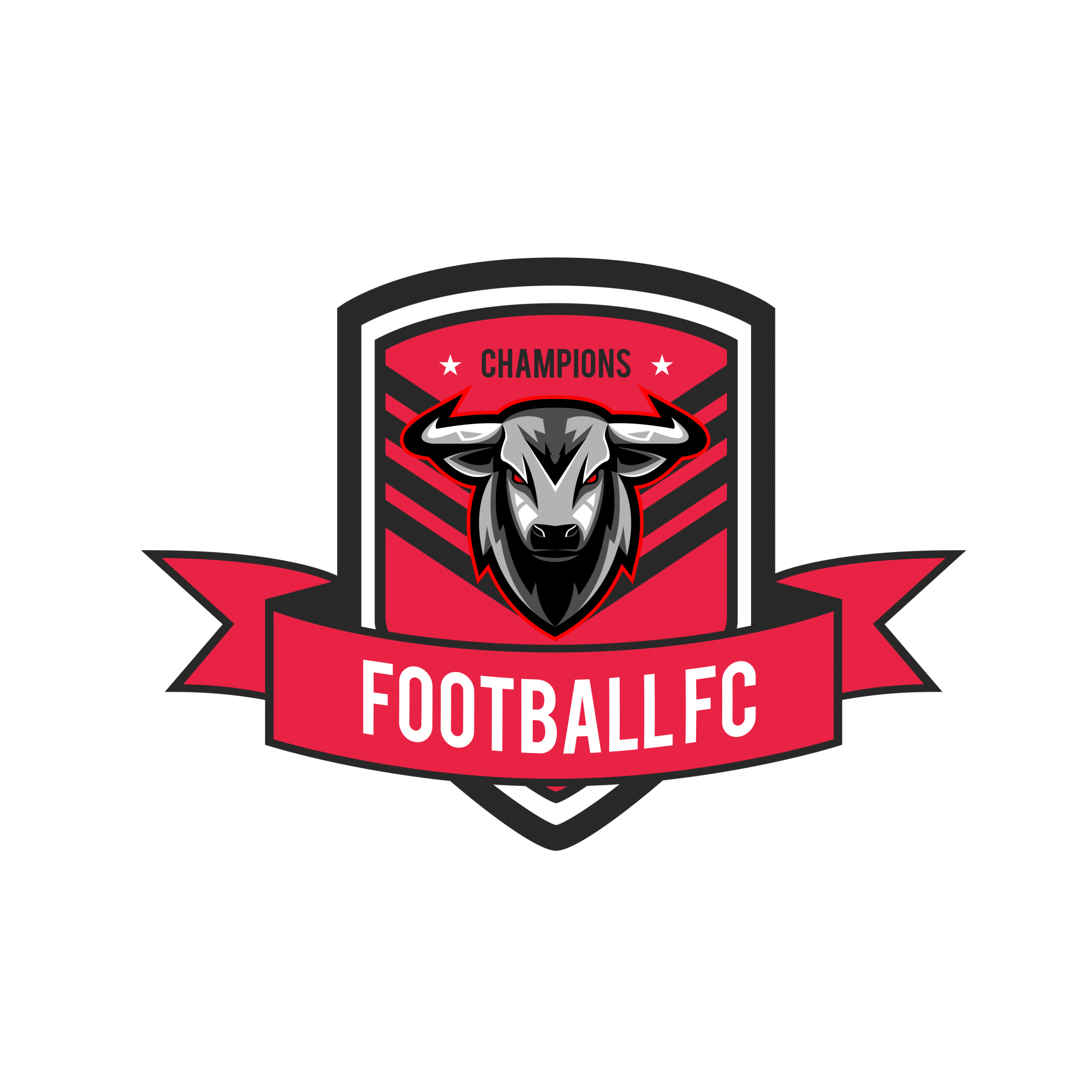 Mẫu logo áo bóng đá hình con trâu tuổi sửu màu đỏ nhạt