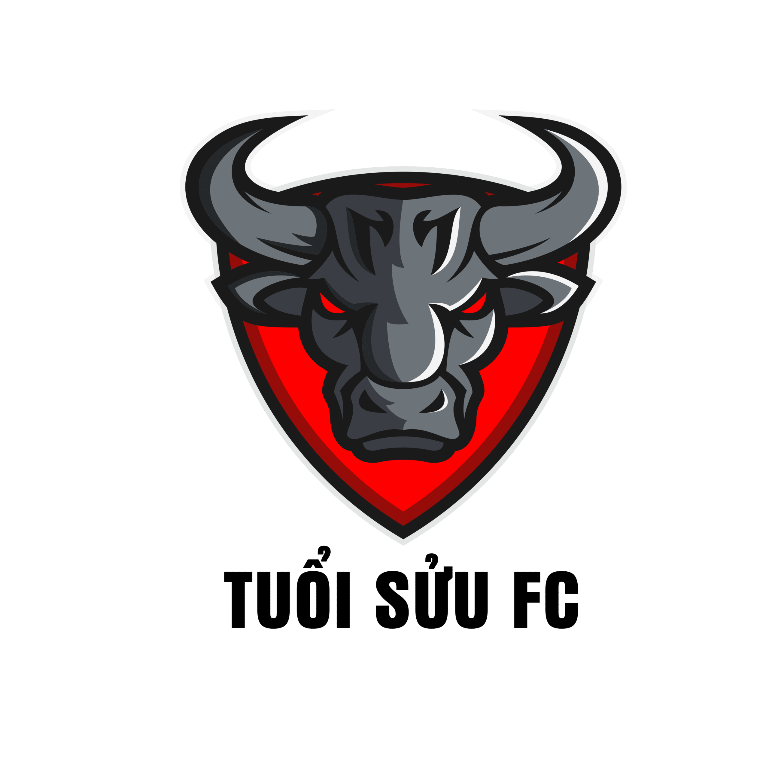 Mẫu logo áo bóng đá hình con trâu tuổi sửu màu xám đỏ