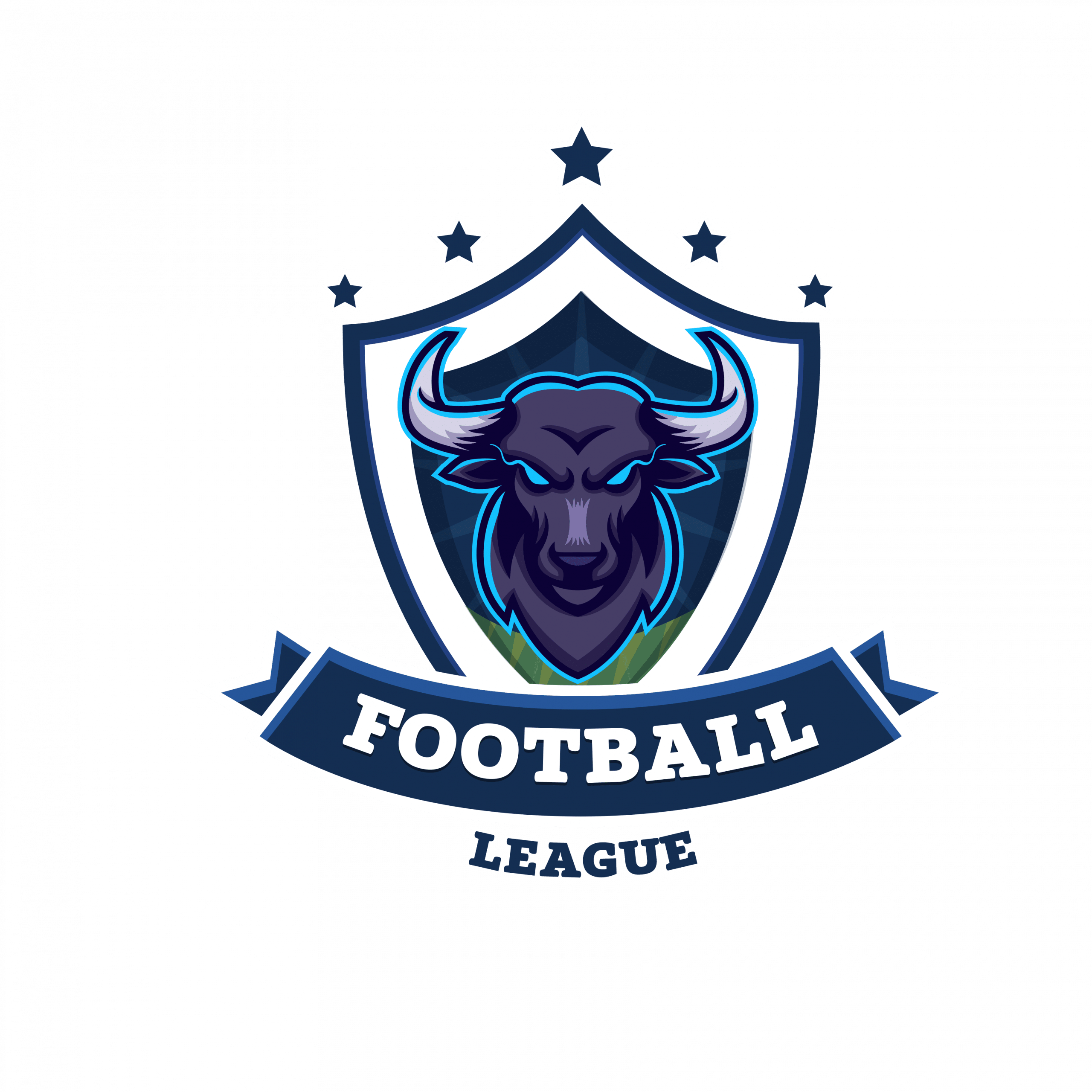 Mẫu logo áo bóng đá hình con trâu tuổi sửu màu xanh than