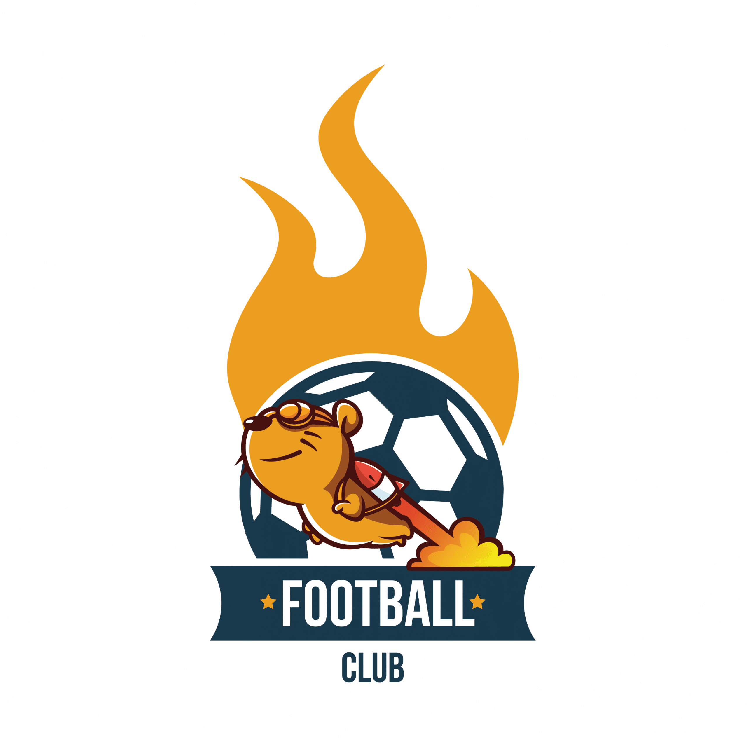 Mẫu logo bóng đá hình con chuột tuổi tý màu vàng đậm