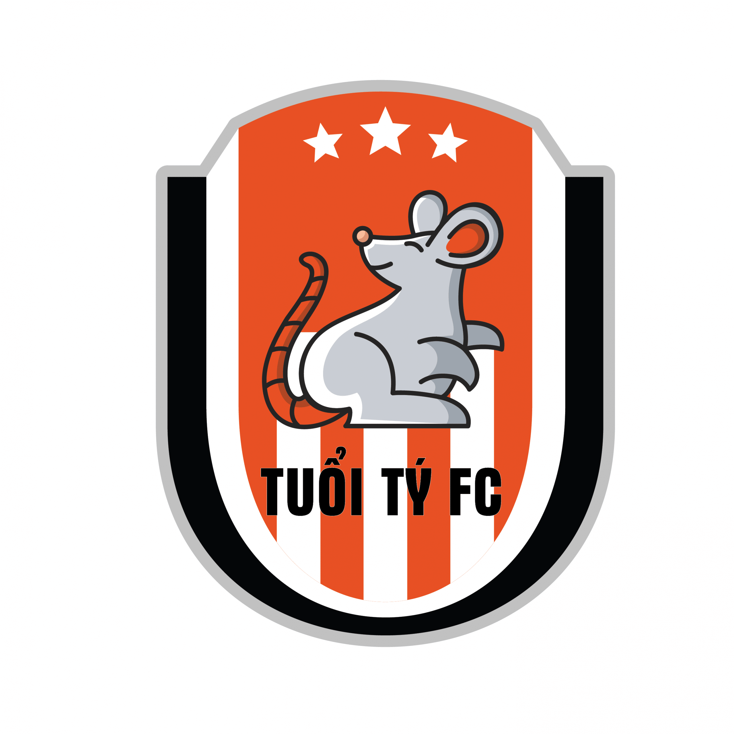 Mẫu logo bóng đá hình con chuột tuổi tý FC màu cam nhạt
