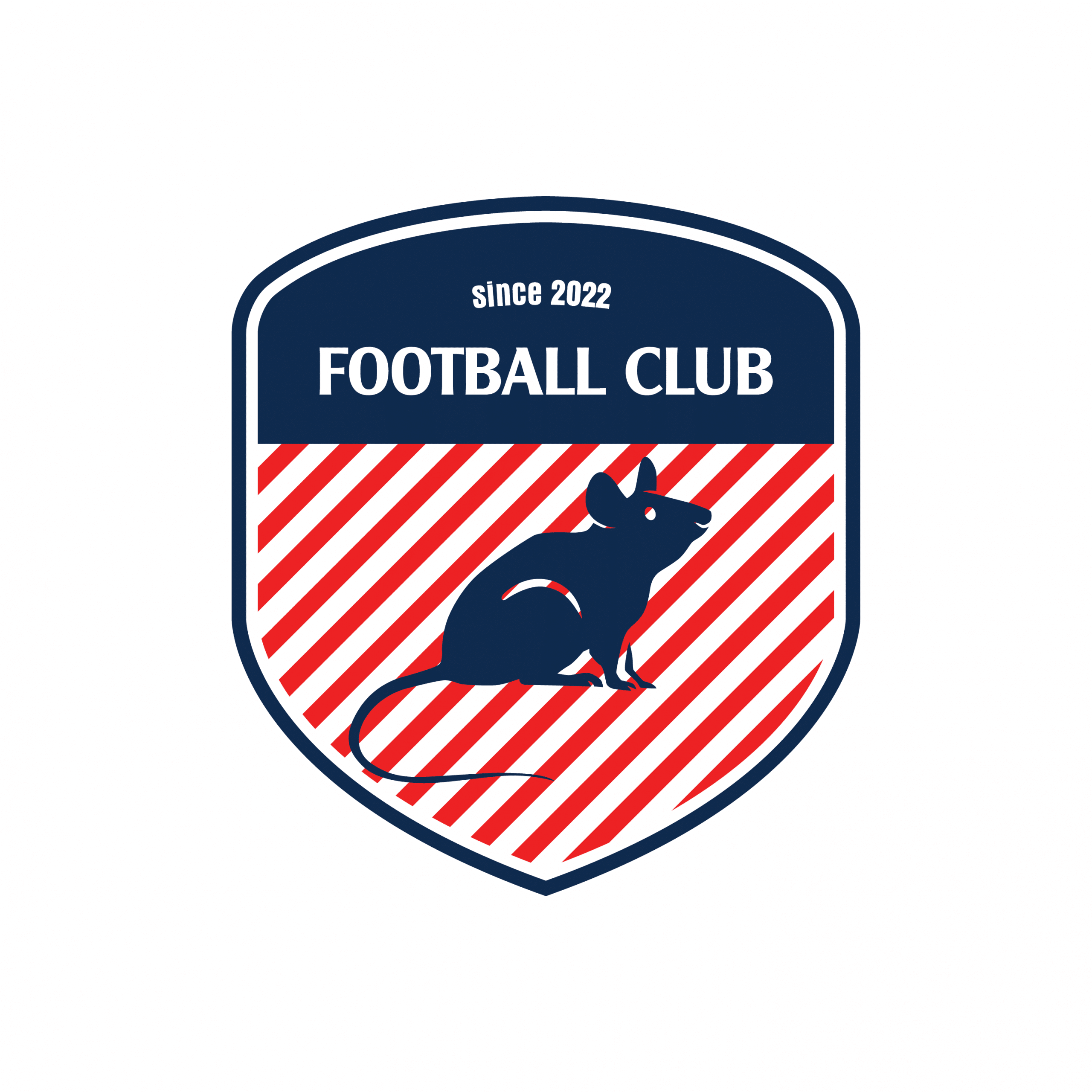 Mẫu logo bóng đá hình con chuột tuổi tý màu đỏ sọc trắng