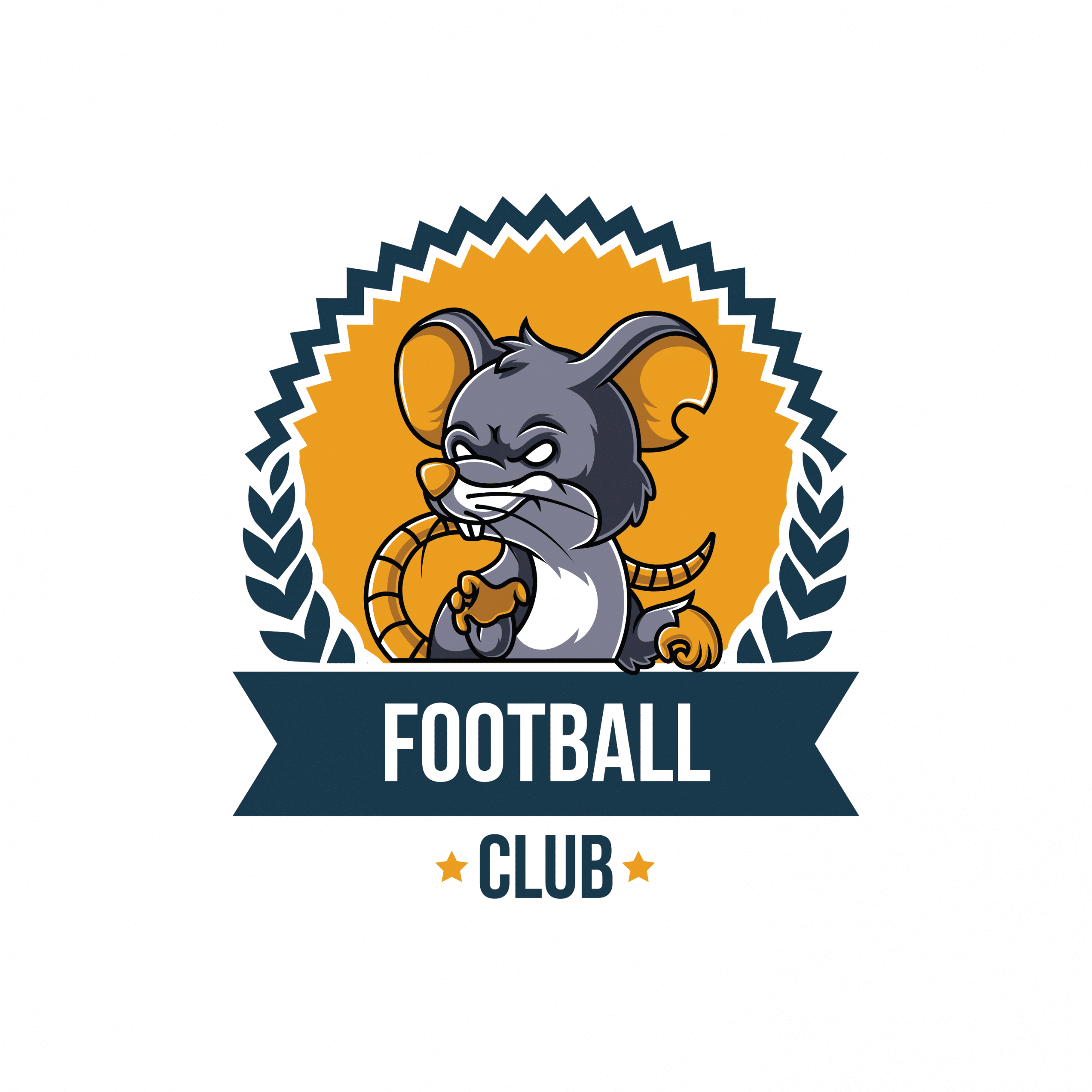Mẫu logo bóng đá hình con chuột tuổi tý màu vàng than