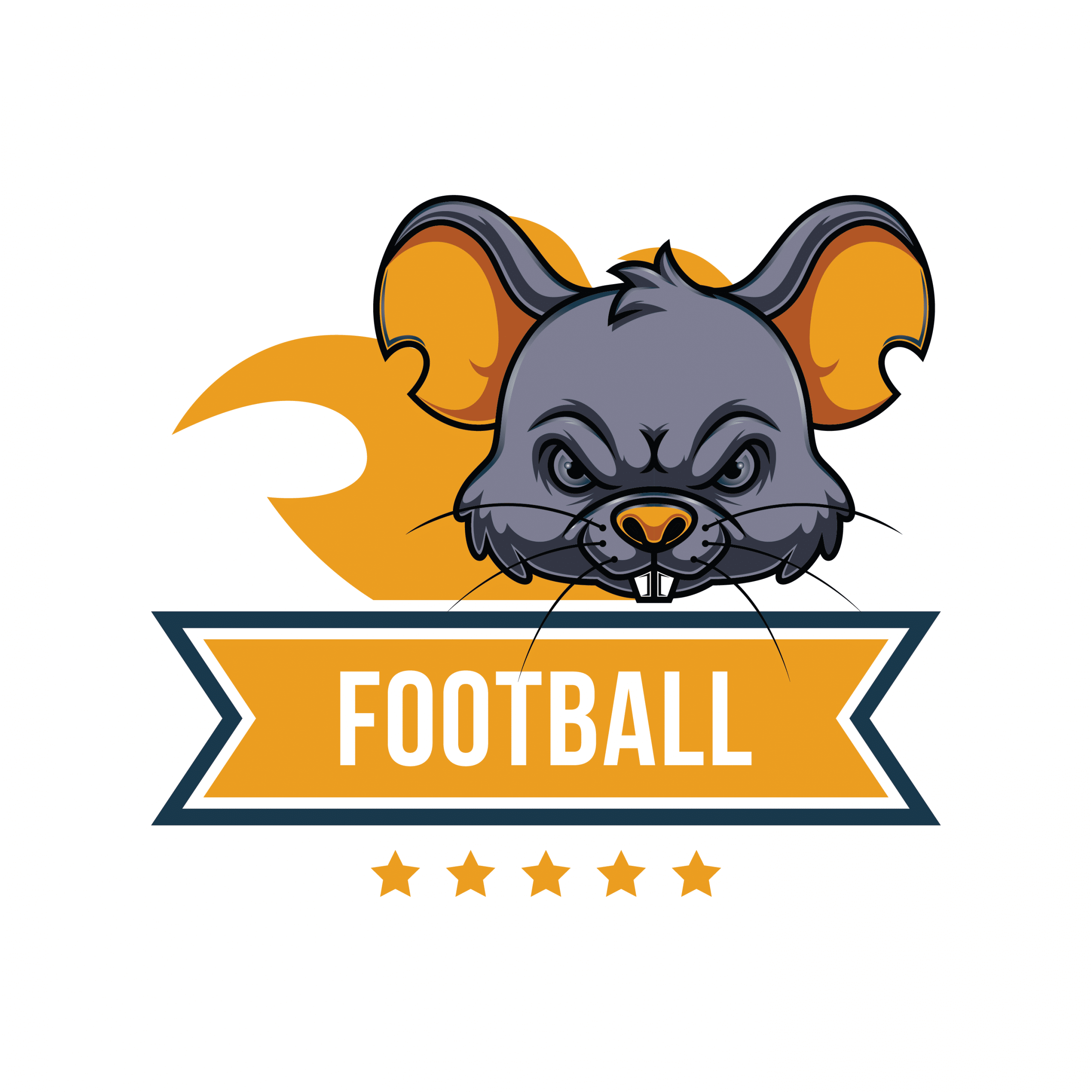Mẫu logo bóng đá hình con chuột tuổi tý màu vàng tím than