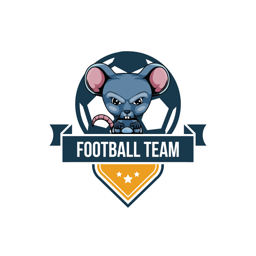 Mẫu logo bóng đá hình con chuột tuổi tý màu xanh than
