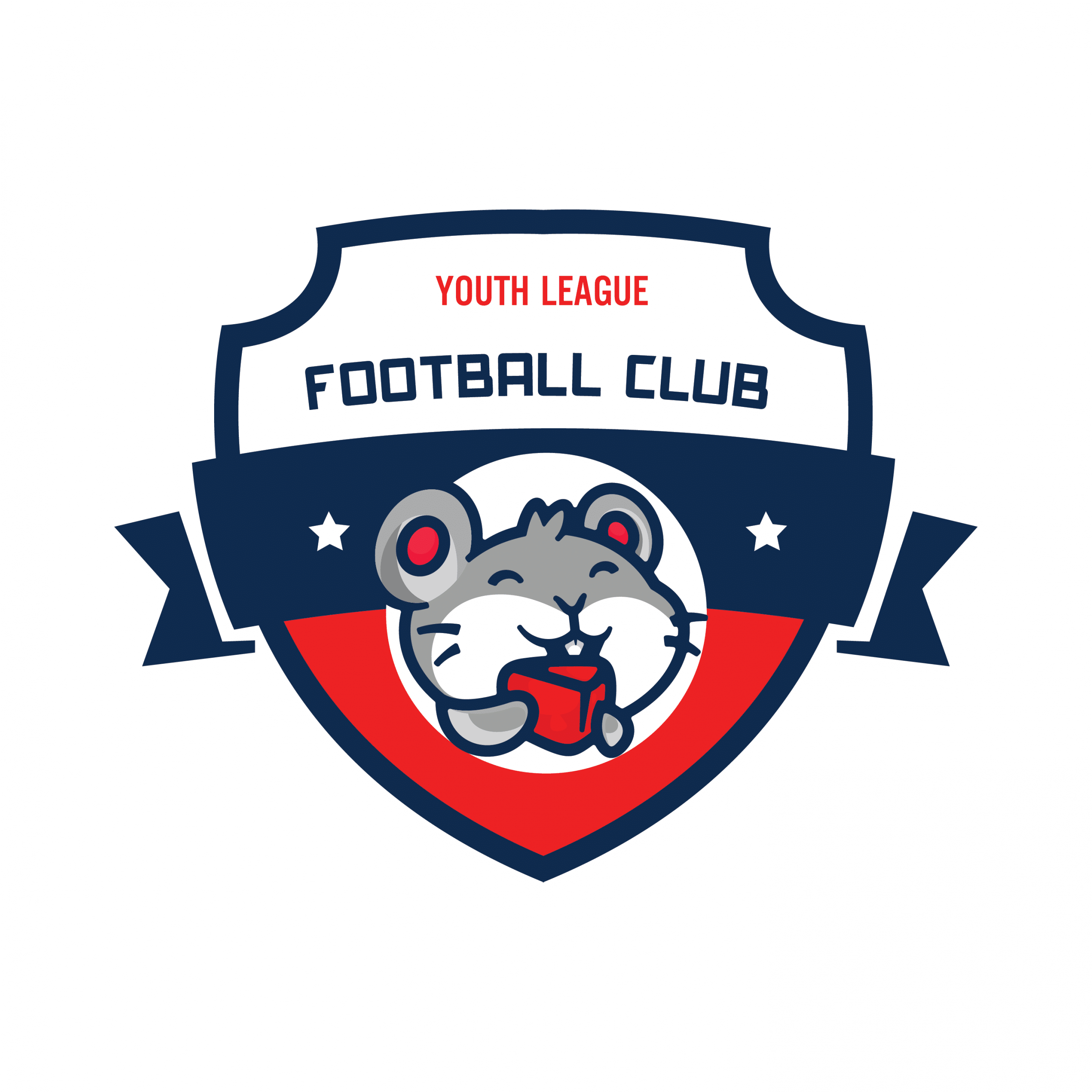 Mẫu logo bóng đá hình con chuột tuổi tý tím than pha đỏ