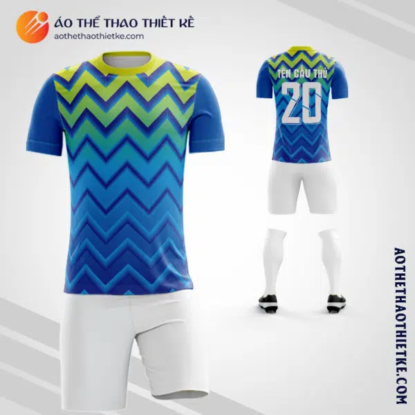 Mẫu áo đá bóng Công ty TNHH Phát triển Phú Mỹ Hưng màu xanh dương V7641