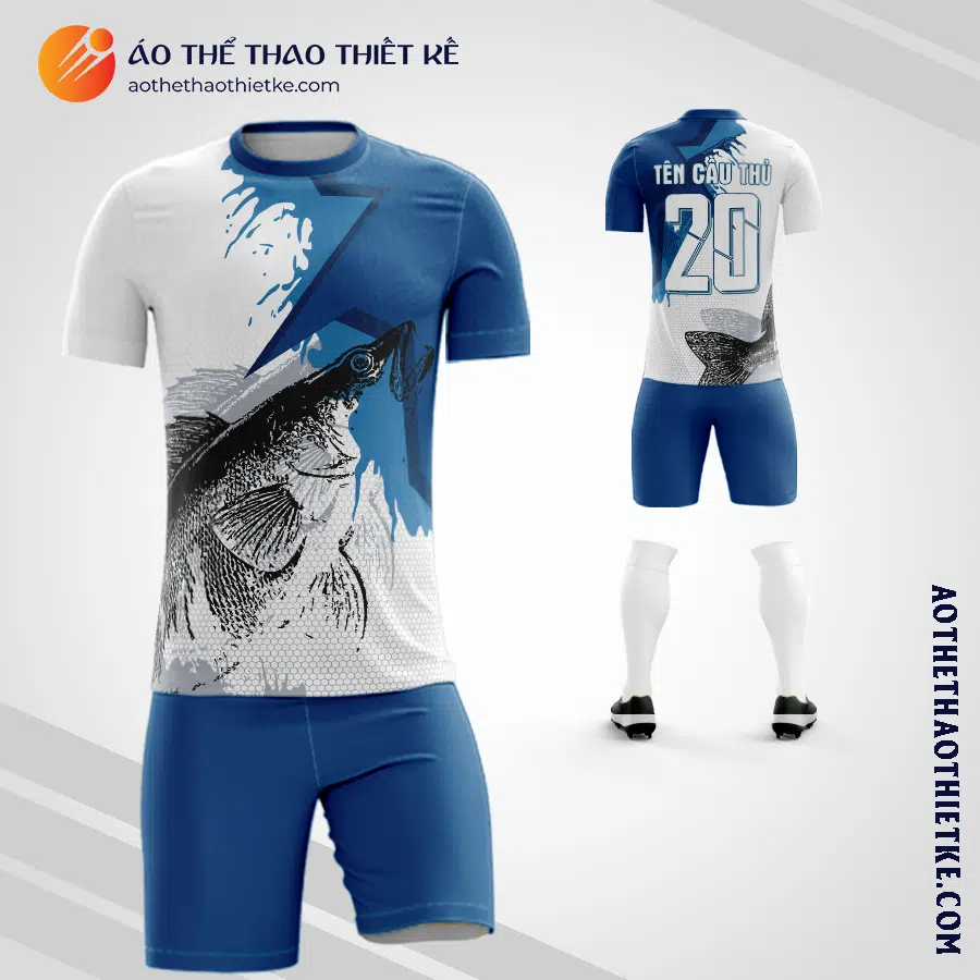 Mẫu quần áo bóng đá họa tiết hình con cá xanh dương tự thiết kế V3194
