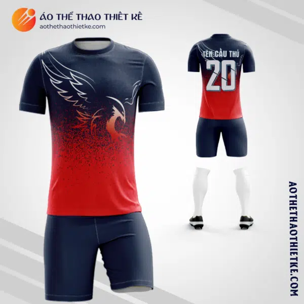 Mẫu quần áo bóng đá họa tiết hình con chim màu xanh tím than tự thiết kế V3193