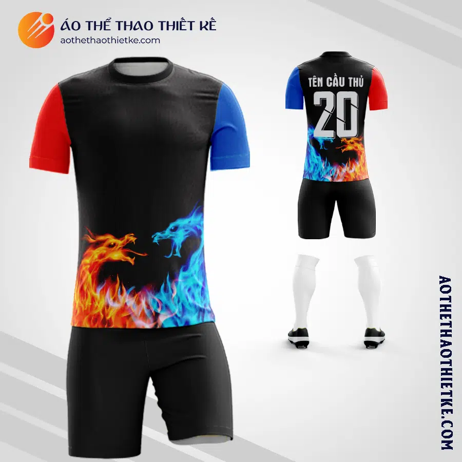 Mẫu quần áo bóng đá họa tiết hình hai con rồng lửa tự thiết kế V3196