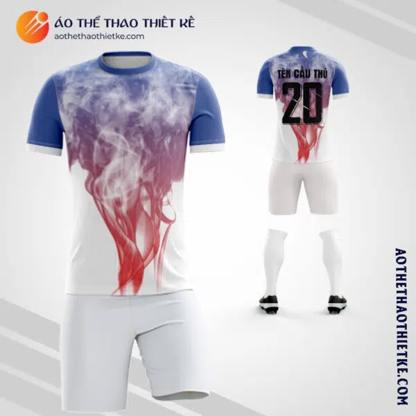 Mẫu quần áo bóng đá họa tiết hình khói trắng tự thiết kế V3197
