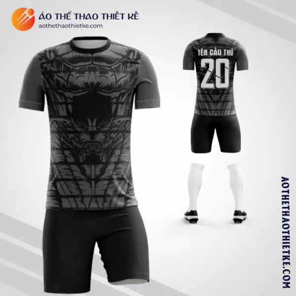Mẫu quần áo bóng đá họa tiết hình rắn màu đen tự thiết kế V3186