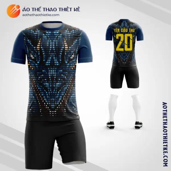 Mẫu quần áo bóng đá họa tiết hình rồng màu xanh tím than tự thiết kế V3188
