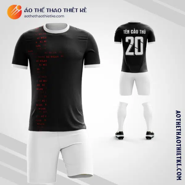 Mẫu quần áo đấu Câu lạc bộ bóng đá Milan thiết kế màu đen V3289
