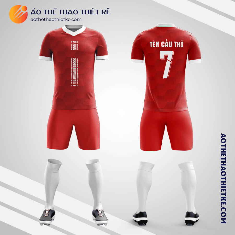 Mẫu quần áo thể thao Câu lạc bộ bóng đá Hallescher sân nhà 2021 màu đỏ thiết kế V3437