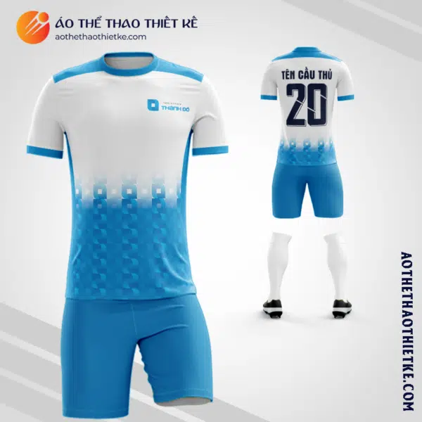 Mẫu áo đá bóng công ty thẩm định giá Thành Đô 2023 xanh da trời V3501