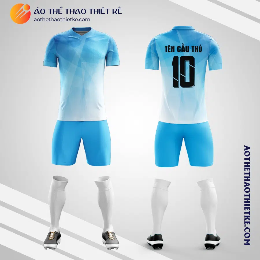 Mẫu quần áo Câu lạc bộ bóng đá Manchester City 2019 màu xanh da trời thiết kế V3529