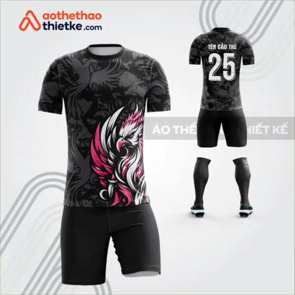 Mẫu áo bóng đá thiết kế linh vật đại bàng chiến màu hồng tự thiết kế V3604