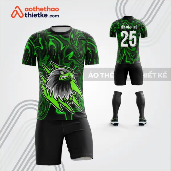 Mẫu áo bóng đá thiết kế linh vật đại bàng chiến màu xanh lá tự thiết kế V3605