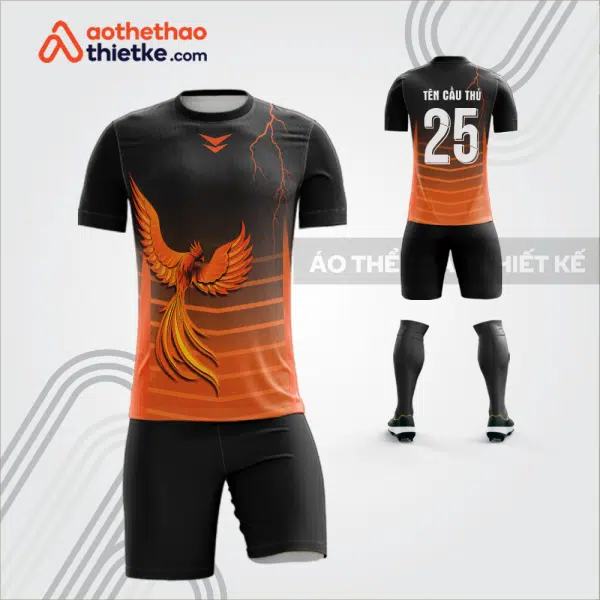 Mẫu áo bóng đá thiết kế linh vật phượng hoàng màu cam tự thiết kế V3615