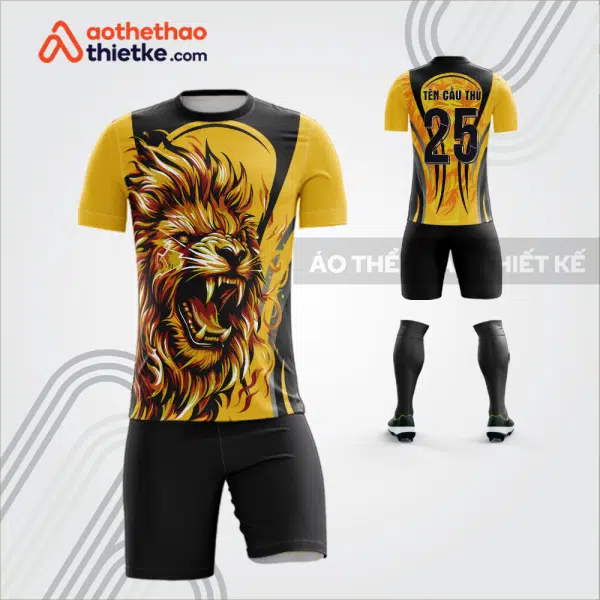 Mẫu áo bóng đá thiết kế linh vật sư tử màu vàng tự thiết kế V3608