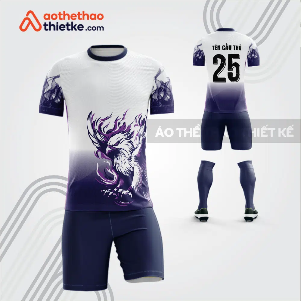 Mẫu quần áo thi đấu bóng đá linh vật chim ưng màu tím tự thiết kế V3597