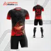 Mẫu quần áo thi đấu bóng đá linh vật rồng màu đỏ đen tự thiết kế V3584