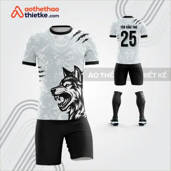 Mẫu quần áo thi đấu bóng đá linh vật sói màu xám tự thiết kế V3587