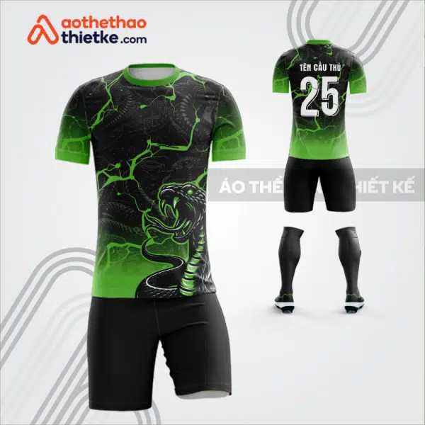 Mẫu quần áo thi đấu bóng đá xà vương màu xanh lá tự thiết kế V3595