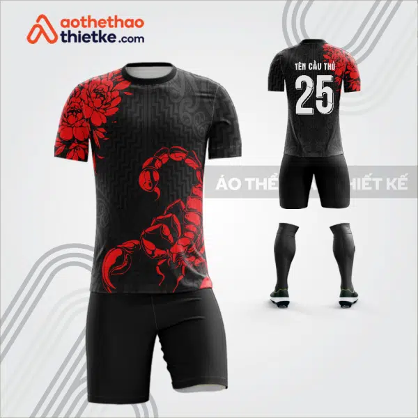 Mẫu áo bóng đá thiết kế linh vật bọ cạp đỏ tự thiết kế V3633