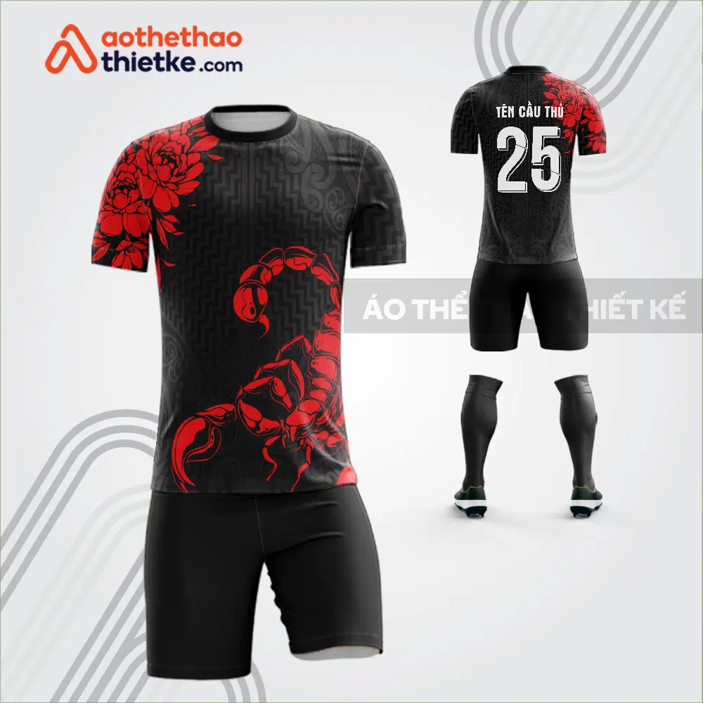 Mẫu áo bóng đá thiết kế linh vật bọ cạp đỏ tự thiết kế V3633