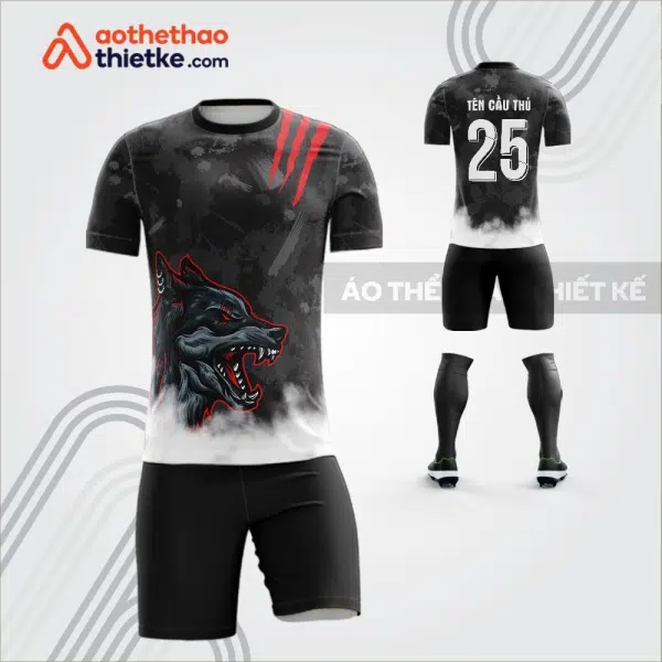 Mẫu áo bóng đá thiết kế linh vật chó đen tự thiết kế V3636