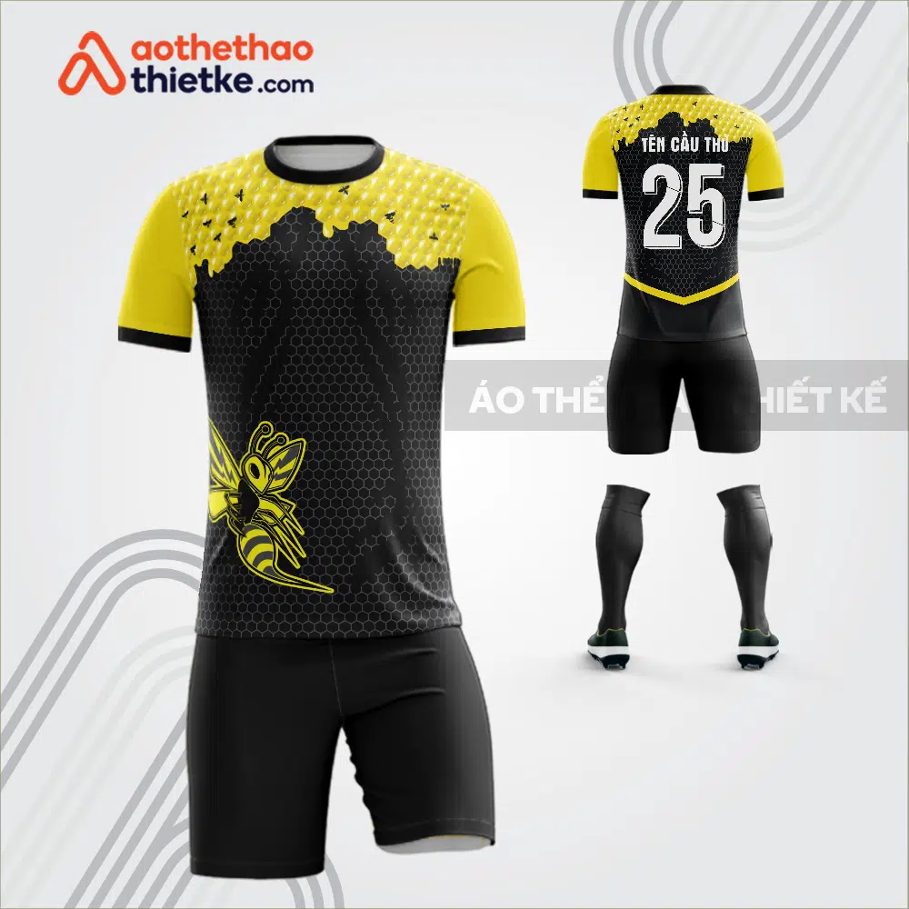 Mẫu áo bóng đá thiết kế linh vật ong vàng tự thiết kế V3634